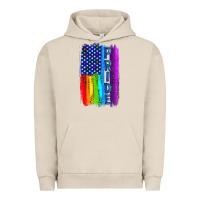 Pigment French Oak Pride LGBTQ+ American Flag Urban Hoodie - BundleAndBundleShop