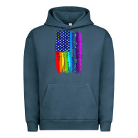 Pigment Midnight Navy Pride LGBTQ+ American Flag Urban Hoodie - BundleAndBundleShop