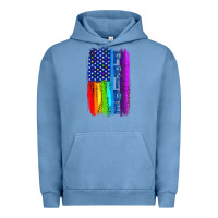 Pigment Pebble Blue Pride LGBTQ+ American Flag Urban Hoodie - BundleAndBundleShop