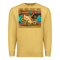 Antique Gold western coop animals farm chicken chick rooster sunflowers wooden sera Premium Sweatshirt - Artiststas
