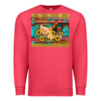 Cardinal western coop animals farm chicken chick rooster sunflowers wooden sera Premium Sweatshirt - Artiststas