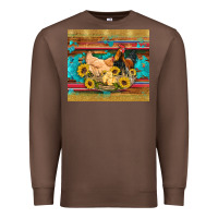 Chestnut western coop animals farm chicken chick rooster sunflowers wooden sera Premium Sweatshirt - Artiststas