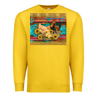 Lemon western coop animals farm chicken chick rooster sunflowers wooden sera Premium Sweatshirt - Artiststas