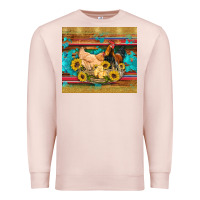 Pale Pink western coop animals farm chicken chick rooster sunflowers wooden sera Premium Sweatshirt - Artiststas