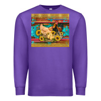 Purple western coop animals farm chicken chick rooster sunflowers wooden sera Premium Sweatshirt - Artiststas