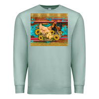 Seafoam western coop animals farm chicken chick rooster sunflowers wooden sera Premium Sweatshirt - Artiststas