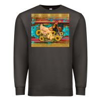 Smoke western coop animals farm chicken chick rooster sunflowers wooden sera Premium Sweatshirt - Artiststas