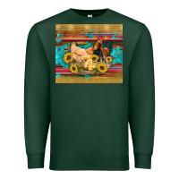 Sports Green western coop animals farm chicken chick rooster sunflowers wooden sera Premium Sweatshirt - Artiststas