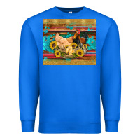 True Royal western coop animals farm chicken chick rooster sunflowers wooden sera Premium Sweatshirt - Artiststas