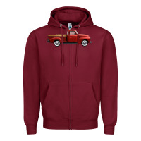 Burgundy western red truck right side view Zipper Hoodie - FaDigitalArtStudio