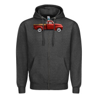 Charcoal Heather western red truck right side view Zipper Hoodie - FaDigitalArtStudio