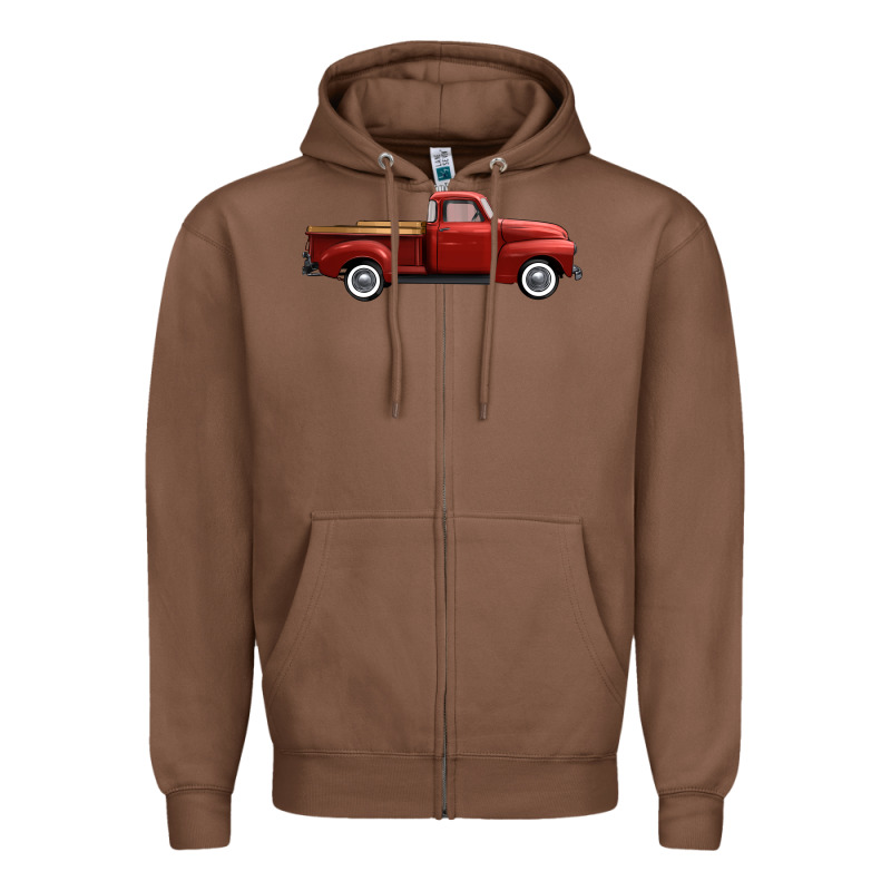Western Red Truck Right Side View Zipper Hoodie by FaDigitalArtStudio | Teevron
