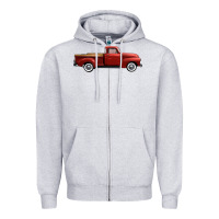 Heather Grey western red truck right side view Zipper Hoodie - FaDigitalArtStudio