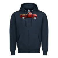 Navy western red truck right side view Zipper Hoodie - FaDigitalArtStudio