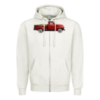 Oatmeal Heather western red truck right side view Zipper Hoodie - FaDigitalArtStudio