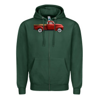 Sports Green western red truck right side view Zipper Hoodie - FaDigitalArtStudio