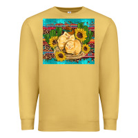 Antique Gold western chicks coop animals sunflowers cactus serape leopard turquoise Premium Sweatshirt - Artiststas