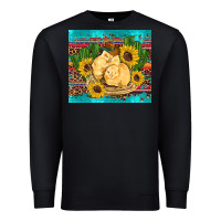 Black western chicks coop animals sunflowers cactus serape leopard turquoise Premium Sweatshirt - Artiststas