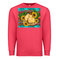 Cardinal western chicks coop animals sunflowers cactus serape leopard turquoise Premium Sweatshirt - Artiststas