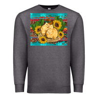 Charcoal Heather western chicks coop animals sunflowers cactus serape leopard turquoise Premium Sweatshirt - Artiststas