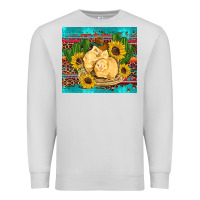 Dove Grey western chicks coop animals sunflowers cactus serape leopard turquoise Premium Sweatshirt - Artiststas