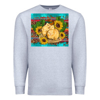 Heather Grey western chicks coop animals sunflowers cactus serape leopard turquoise Premium Sweatshirt - Artiststas