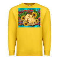 Lemon western chicks coop animals sunflowers cactus serape leopard turquoise Premium Sweatshirt - Artiststas