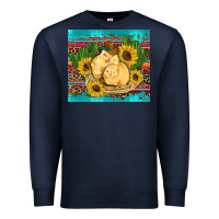 Navy western chicks coop animals sunflowers cactus serape leopard turquoise Premium Sweatshirt - Artiststas