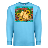 Ocean Blue western chicks coop animals sunflowers cactus serape leopard turquoise Premium Sweatshirt - Artiststas