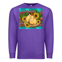 Purple western chicks coop animals sunflowers cactus serape leopard turquoise Premium Sweatshirt - Artiststas