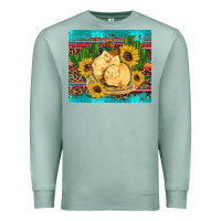 Seafoam western chicks coop animals sunflowers cactus serape leopard turquoise Premium Sweatshirt - Artiststas