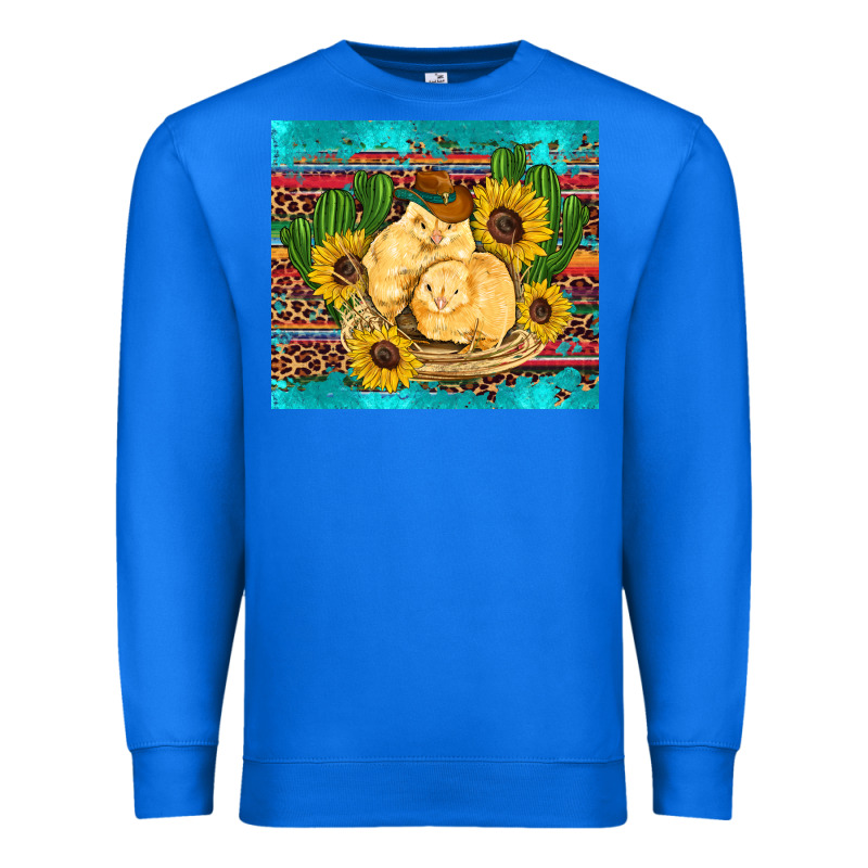 Western Chicks Coop Animals Sunflowers Cactus Serape Leopard Turquoise Premium Sweatshirt by Artiststas | Teevron