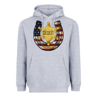 Heather Grey sheriff american flag Heavyweight Hoodie - JahusDesignShop