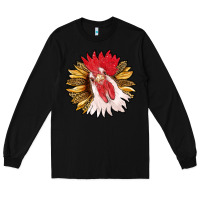 Black sunflower with rooster Long Sleeve Tee - RanaPortraitStore