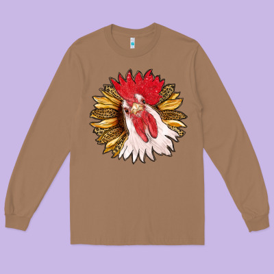 Sunflower With Rooster Long Sleeve Tee Designed By Ranaportraitstore