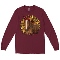 Burgundy sunflower with horse Long Sleeve Tee - RanaPortraitStore
