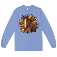 Colony Blue sunflower with horse Long Sleeve Tee - RanaPortraitStore