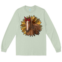 Matcha sunflower with horse Long Sleeve Tee - RanaPortraitStore