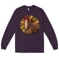 Plum sunflower with horse Long Sleeve Tee - RanaPortraitStore
