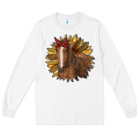 White sunflower with horse Long Sleeve Tee - RanaPortraitStore