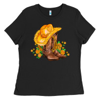 Black yellow  cowgirl and roses Ladies Tee - AdoDesignShop
