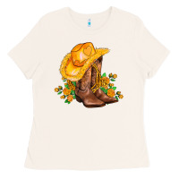 Bone yellow  cowgirl and roses Ladies Tee - AdoDesignShop