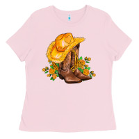 Bubblegum Pink yellow  cowgirl and roses Ladies Tee - AdoDesignShop