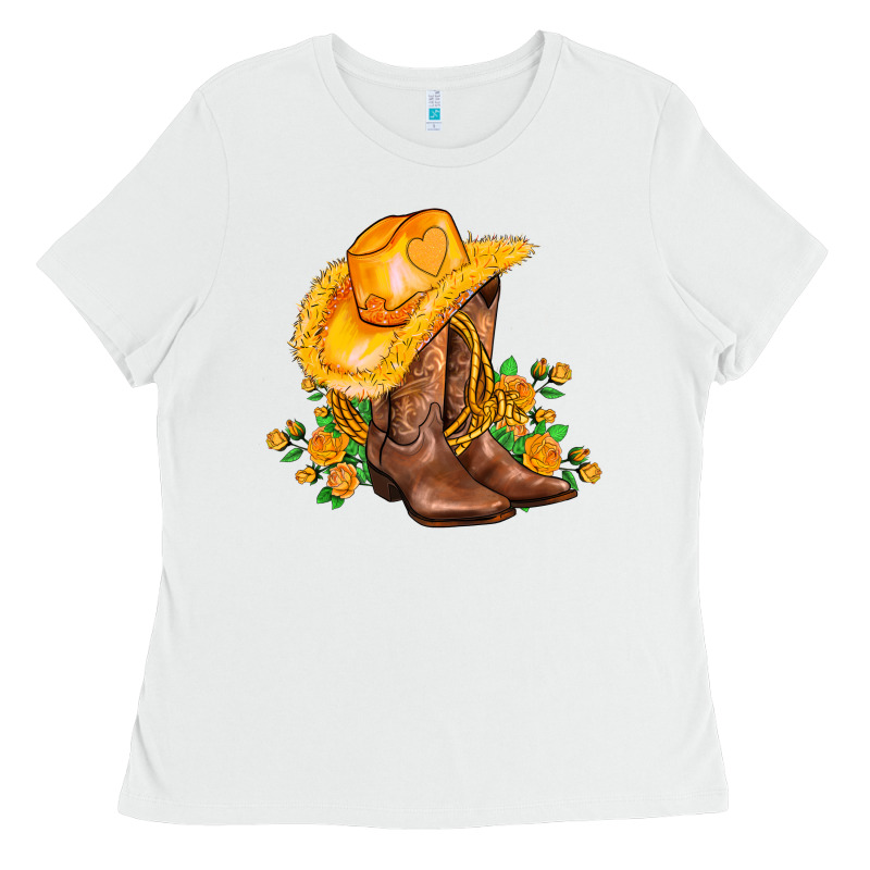Yellow  Cowgirl And Roses Ladies Tee by AdoDesignShop | Teevron
