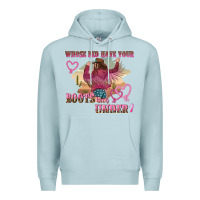 Blue Mist whose bed have youre boots been under Premium Hoodie - NancyCooperArtShop