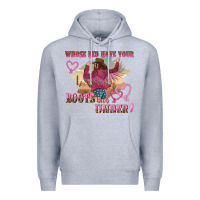 Heather Grey whose bed have youre boots been under Premium Hoodie - NancyCooperArtShop