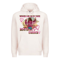 Pale Pink whose bed have youre boots been under Premium Hoodie - NancyCooperArtShop
