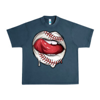 Midnight Navy sports lips baseball Urban Heavy Tee - texasbilliewilder