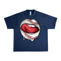 Navy sports lips baseball Urban Heavy Tee - texasbilliewilder