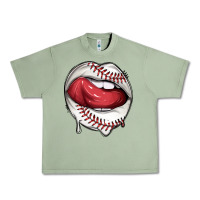 Oil Green sports lips baseball Urban Heavy Tee - texasbilliewilder